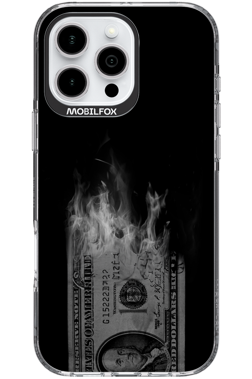 Money Burn B&W - Apple iPhone 16 Pro Max