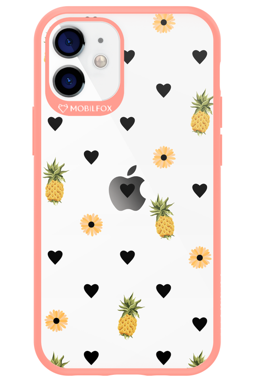 Ananas Heart Transparent - Apple iPhone 12 Mini