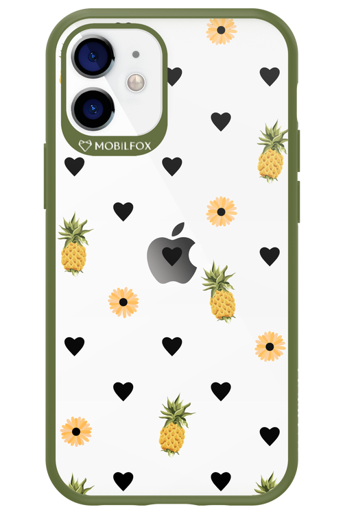 Ananas Heart Transparent - Apple iPhone 12 Mini